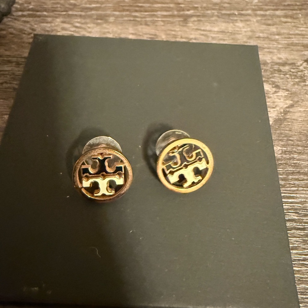 Tory Burch Gold and Black Stud Earrings